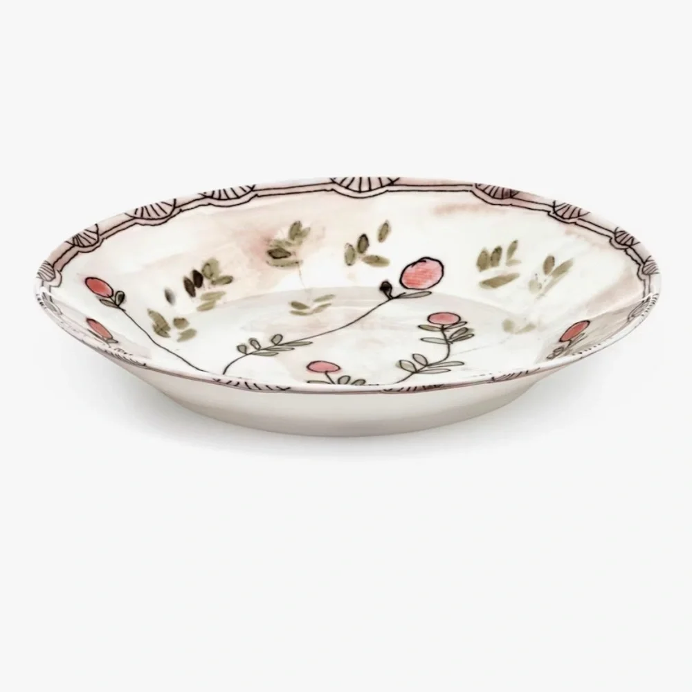 SERAX Marni Handcrafted Mirtillo nude Midnight Flower Fine Bone China Deep Plate